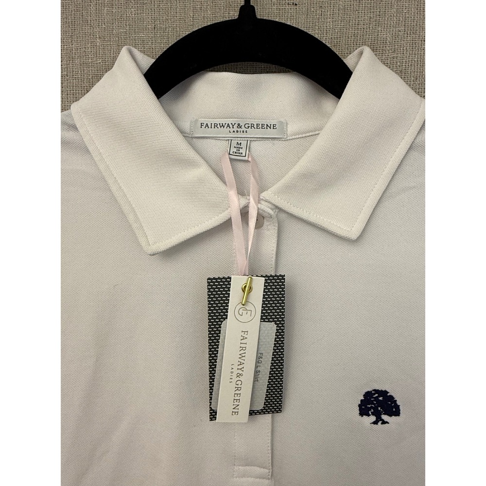 Fairway & Greene Ladies White Pique Short Sleeve Golf Polo Shirt NWT Size M - Picture 3 of 3